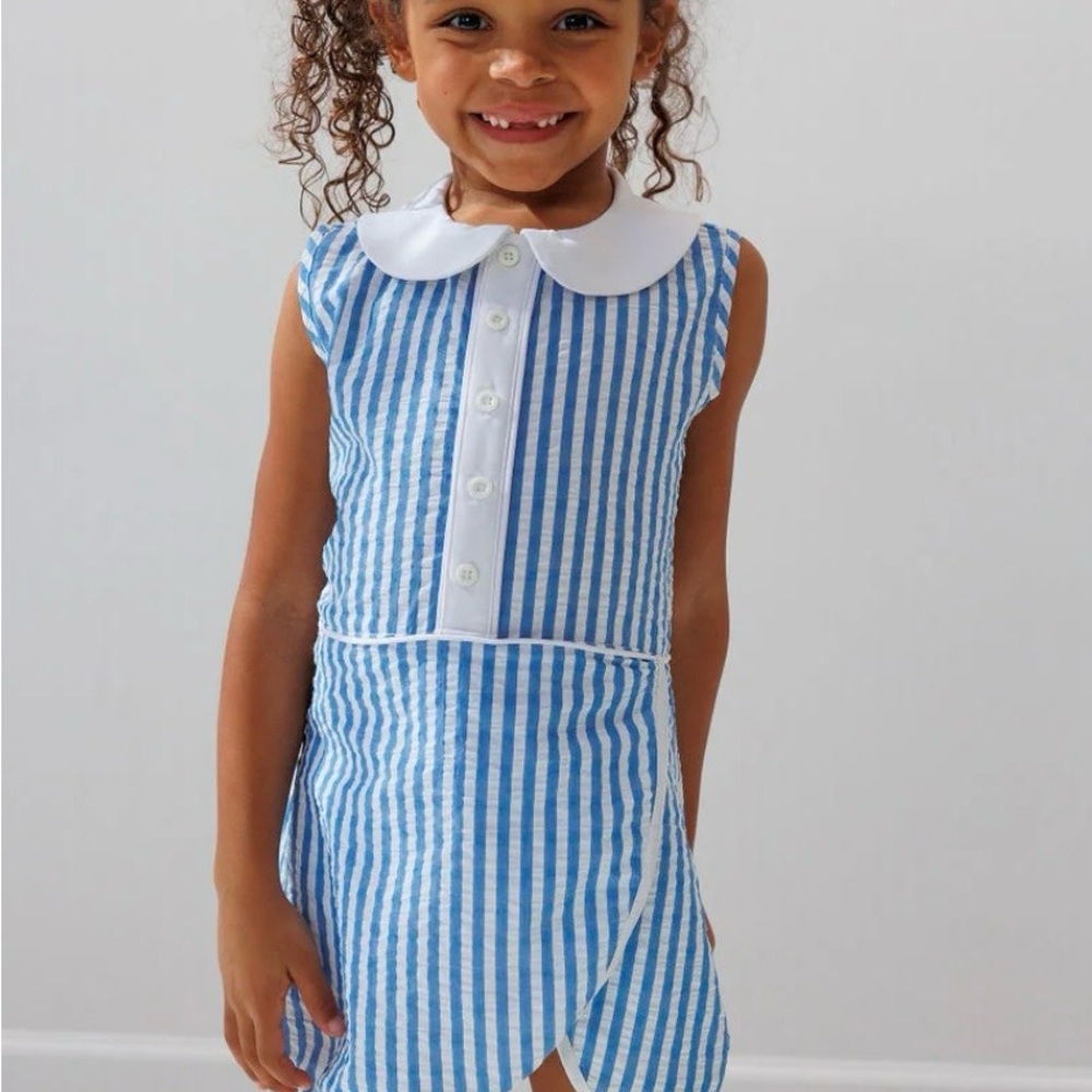 Courtside Kids seersucker stripe court dress